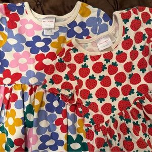 TWO Hanna Andersson Strawberry AND flower Cotton dresses 3T